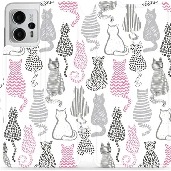 Pouzdro na mobilní telefon Flipové pouzdro Mobiwear - Motorola Moto G23 - MX01S Kočičí zádíčka (Knížkové flip pouzdro, obal, kryt na mobil Motorola Moto G23 - MX01S Kočičí zádíčka, materiál Umělá kůže + TPU - ochrana 360°, stojánek, silikonová vanička, magnetické zavírání)