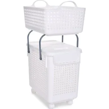 Koš na prádlo Pojízdné úložné koše WASH STATION se 4 kolečky, 2 koše, výška 75 cm
