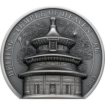 Stříbrná mince 2 Oz Chrám nebes v Pekingu Ultra High Relief 2023 Antique Standard