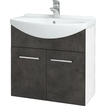 Koupelnový nábytek Dřevojas Koupelnová skříňka TAKE IT SZD2 65 - N01 Bílá lesk / Úchytka T04 / D16 Beton tmavý