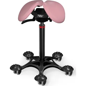 Sedlová židle SALLI Swing Barva čalounění: Syntetická kůže - růžová #9573, Konstrukce: černá + masážní Salli základna, Výška postavy: Střední (M) - do 170 cm 24 barev