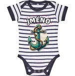 Dětské pruhované vodácké BODY SAILOR s VOLBOU JMÉNA a kotvou Velikost: BODY 6-12 m