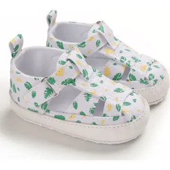 Dětská sálová obuv Capáčky - bavlněné letní sandálky s lístečky Barva: Bílá, Stélka: 13 cm (13-18m)