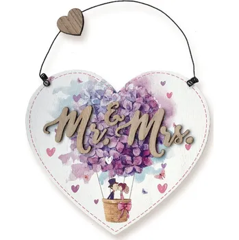 Svatební dekorace Nekupto Dřevěná cedulka Mr. a Mrs.