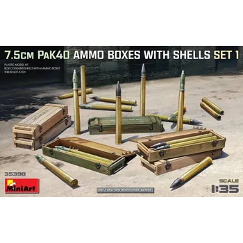 Plastikový model 1/35 7.5cm PaK40 Ammo Boxes w/Shells Set 1