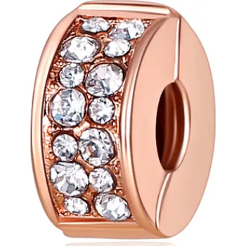 Přívěsek B-TOP Korálek stopper na náramek Crystals - růžové pozlacení