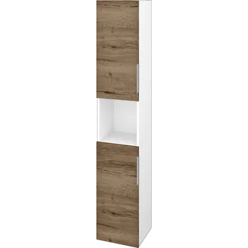 Koupelnový nábytek Dřevojas Vysoká skříň DOS SVD2O 35 - N01 Bílá lesk / Úchytka T05 / D21 Tobacco / Levé