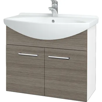 Koupelnový nábytek Dřevojas Koupelnová skříňka TAKE IT SZD2 75 - N01 Bílá lesk / Úchytka T03 / D03 Cafe