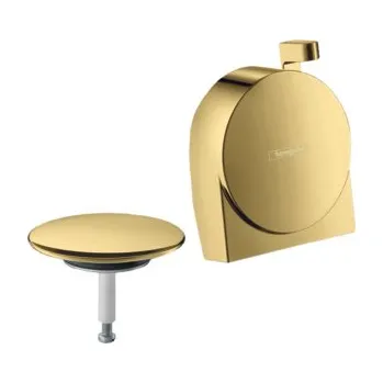 Hansgrohe Exafill S LEŠTĚNÝ VZHLED ZLATA vrchní sada vanového výtoku, odtokové a přepadové soupravy