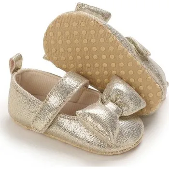 Dětská sportovní obuv Capáčky - bavlněné lesklé balerínky s mašličkou Barva: Zlatá, Stélka: 11,8 cm (6-12m)