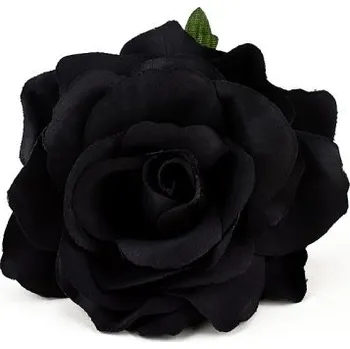umělá květina Růže 9 cm, černá, textilní dekorace, květina