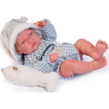 Panenka Miminko chlapeček v huňaté čepici od firmy Antonio Juan ze Španělska (Recién Nacido con pez de borreguillo)