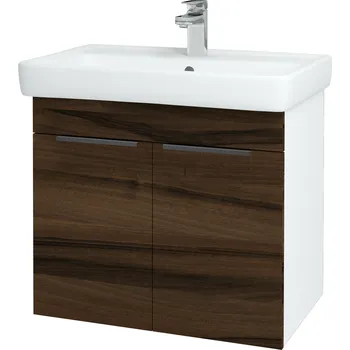 Koupelnový nábytek Dřevojas Koupelnová skříňka Q DVEŘOVÉ SZD2 70 - N01 Bílá lesk / Úchytka T07 / D06 Ořech