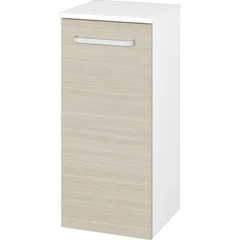 Koupelnový nábytek Dřevojas Nízká skříňka DOS SND 35 - N01 Bílá lesk / Úchytka T01 / D04 Dub / Pravé