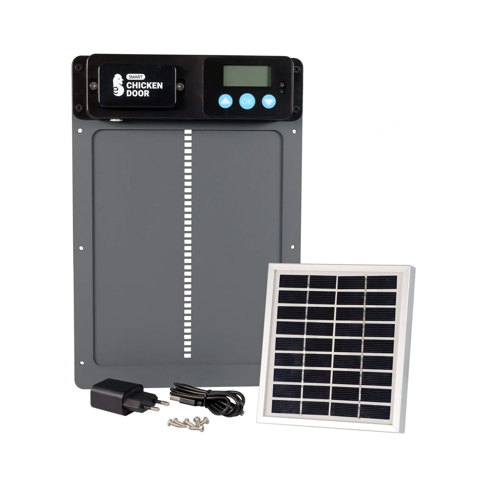 Fotografie 1 -  VNT Electronics 8227 automatická dvířka do kurníku na adaptér 230 V + solární panel