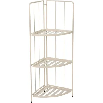 Stojan na květiny Rohový kovový stojan na květiny Antonio, 3 police, 42 x 90 x 30 cm, béžová