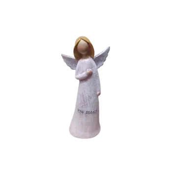 Vánoční dekorace Růžový andílek štěstí s dlaní na srdci