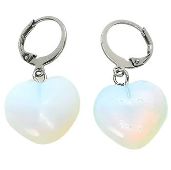 Náušnice Opalitové naušnice s chirurgickou ocelí - srdíčka