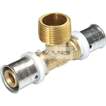 rozdělovač topení Deltatop T-kus lisovací s vnějším závitem 26 mm x 3/4" x 26 mm, 722261