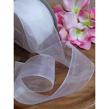 Stuha Monofilová stuha šíře 40 mm bílá, metr 1