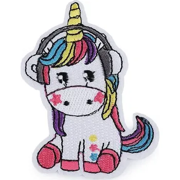 Nažehlovačka, jednorožec, 58x75 mm, bílý