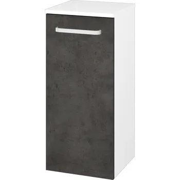 Koupelnový nábytek Dřevojas Nízká skříňka DOS SND 35 - N01 Bílá lesk / Úchytka T01 / D16 Beton tmavý / Levé