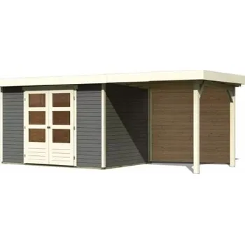 Zahrada dřevěný domek KARIBU ASKOLA 4 + přístavek 240 cm včetně zadní stěny (9178) terragrau