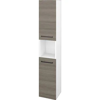 Koupelnový nábytek Dřevojas Vysoká skříň DOS SVD2O 35 - N01 Bílá lesk / Úchytka T06 / D03 Cafe / Levé