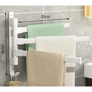 Držák na ručník AL Tříramenný nástěnný věšák - otočný Barva: Bílá