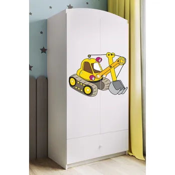 Komoda Dětská skříň Babydreams 90 cm bagr bílá