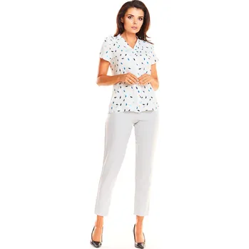 Dámská košile Dámská košile s krátkým rukávem vzorovaná A242 Barva: Modrá, Velikost: XL