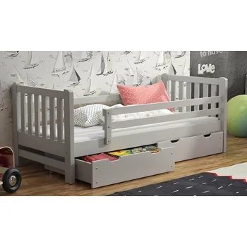 Dětská postel Smrková dětská dřevěná jednolůžková postel se zábranou Hubert maršal smrk odstíny: smrk šedý RAL 7004