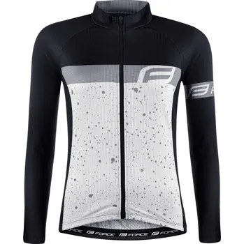 cyklistický dres dres FORCE SPRAY LADY dlouhý rukáv, bílo-černý S