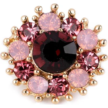 Brož Malá brož květ s broušenými kamínky, barva 2 růžová zlatá