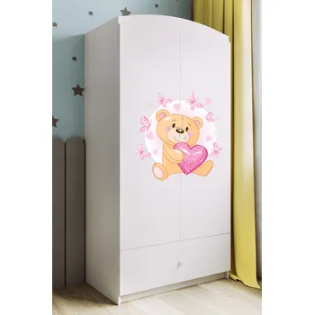 Šatní skříň Dětská skříň Babydreams 90 cm medvídek s motýlky bílá