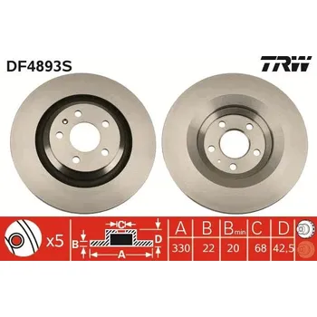 Brzdový kotouč Brzdový kotouč TRW DF4893S