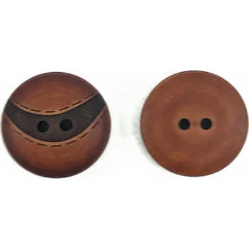 Knoflík GOM153, Knoflík, 23mm, hnědý se vzorem dřeva, 1ks