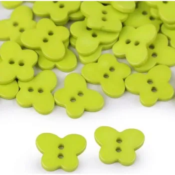 Galanterie Knoflík plastový, 13x16mm, motýl, zelený