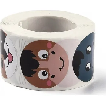 samolepka Samolepky na kotoučku - kolečka Zvířecí obličeje (500 ks)