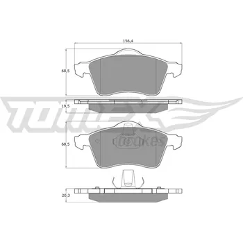 Brzdová destička Sada brzdových destiček, kotoučová brzda TOMEX Brakes TX 13-91