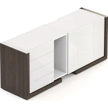 Zásuvkový kontejner NABYTEK-DESIGNOVY.CZ - DLKB176 - Komoda SOLID pro manažerské opěrné stoly, se zásuvkami na obou stranách, 170cm, jilm royal/bílá