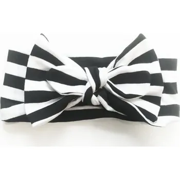 Čelenka NuNa Kids Čelenka s mašlí a černobílým proužkem 40cm bílá