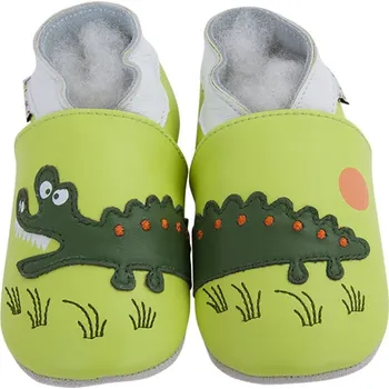 Capáčky LAIT ET MIEL Kožené capáčky s krokodýlem 0-6 měsíců Zelená 17-18