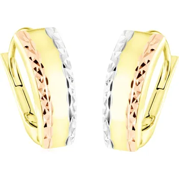 Náušnice GEMMAX Zlaté náušnice s diamantovým brusem – zlatý šperk ryzosti 585/1000 v Dárkovém balení s Certifikátem GLECN-26331