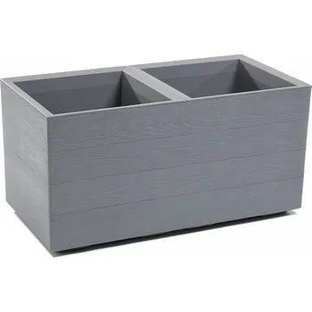 Květináč Plastový květináč Karo eco wood deska 800x400x400 mm, šedý (136246 007 LA885 KARO šedý 800x400x400ECO)