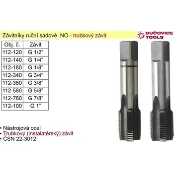 BUČOVICE TOOLS a.s. Závitníky ruční sadové G3/4" NO trubkový závit