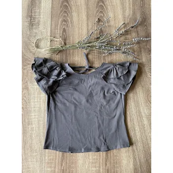 Kojenecký body Baby Powder Handmade Tričko s mašlí a krátkým rukávem grafitové 110 šedá