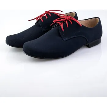 Chlapecká obuv Chlapecké dětské společenské kožené boty 99 modré nubuk, Dětské boty 39