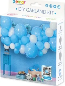 Balónek Gemar Balloons DIY Garland Kit balónková girlanda modrá/bílá