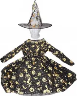 Wiky Halloweenské šaty Čarodějnice s kloboukem dýně/černé/zlaté uni